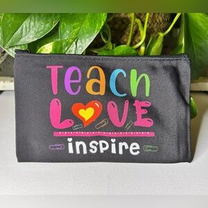 💜4for$20💜 Teacher Pouch with Colorful Teach Love Inspire Design